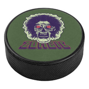 Zombie -Orange Eyes Hockey Puck