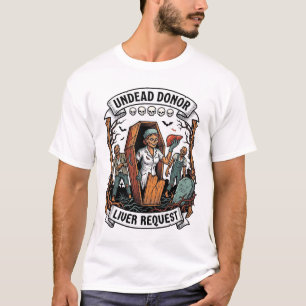 Zombie Organ Donor Vintage Engraving White Shirt D