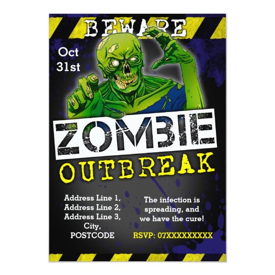 Zombie Outbreak Halloween Party Invite Custom