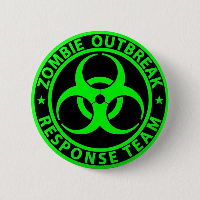 Zombie Outbreak Response Team Neon Green 2 Inch Round Button (Front)