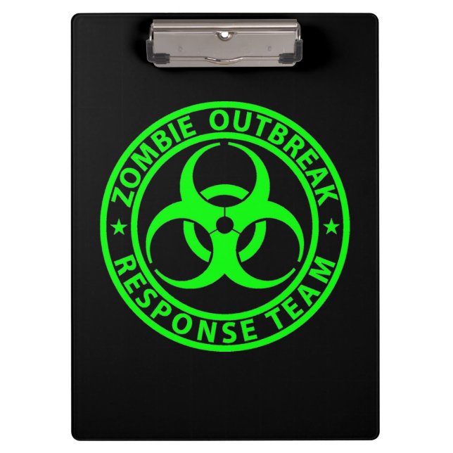 Zombie Outbreak Response Team Neon Green Clipboard (Front)