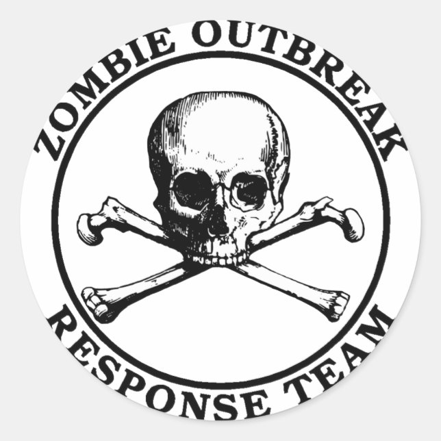 Zombie Outbreak Response Team (Skull Crossbones) Classic Round Sticker (Front)