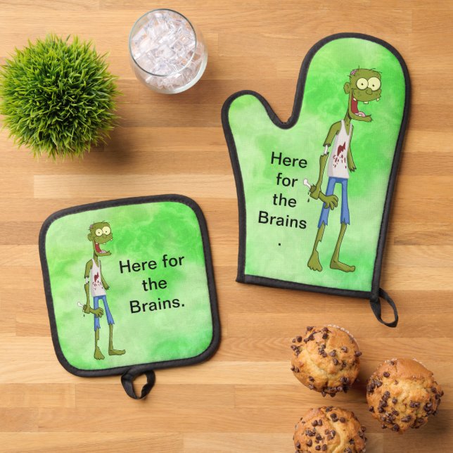 Zombie Oven Mitt & Pot Holder Set (Top Down)