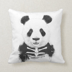 Zombie panda throw pillow