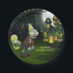Zombie Party Birthday Halloween Paper Plate<br><div class="desc">Elevate your Zombie Party Birthday Halloween with a personalized touch! Customize the celebration by adding your kid's name and tailor the entire birthday decor for an unforgettable and uniquely spooky experience.</div>
