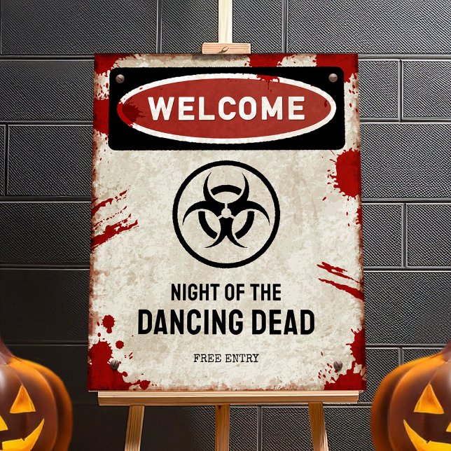 Zombie party sign with blood & biohazard symbol (Creator Uploaded)