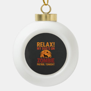 Zombie Patrol Dog Halloween Ceramic Ball Christmas Ornament