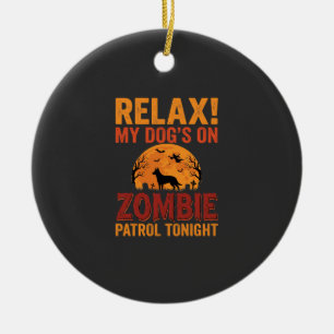 Zombie Patrol Dog Halloween Ceramic Ornament