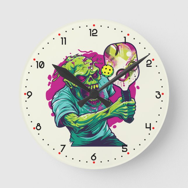  Zombie Pickleball  Round Clock (Front)