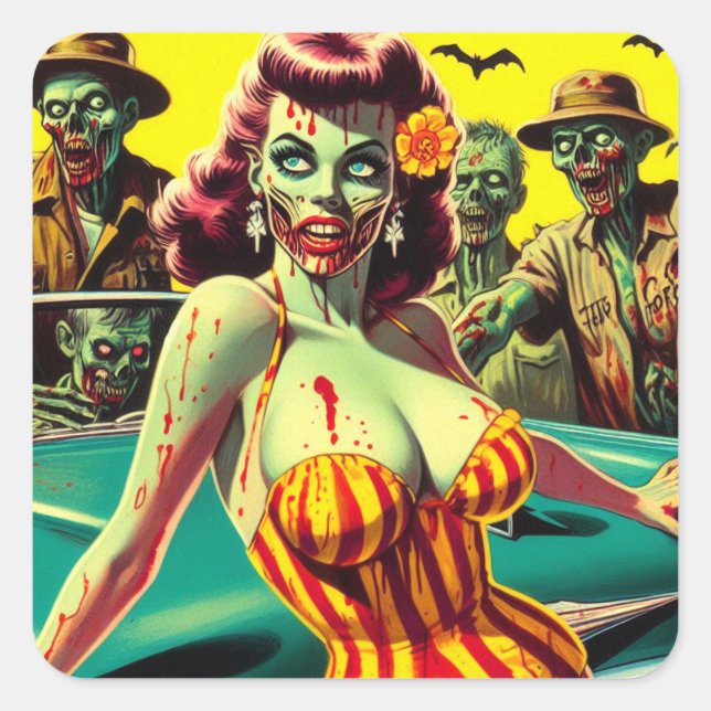 Zombie Pin-up Square Sticker (Front)