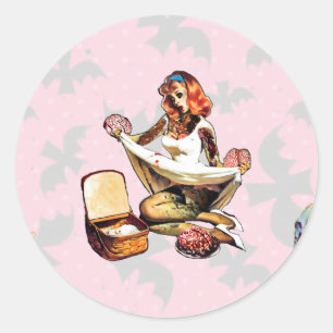 Zombie Pin Ups Classic Round Sticker