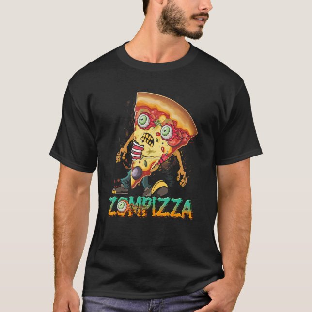 Zombie Pizza Zompizza Funny Halloween  Zombie Food T-Shirt (Front)