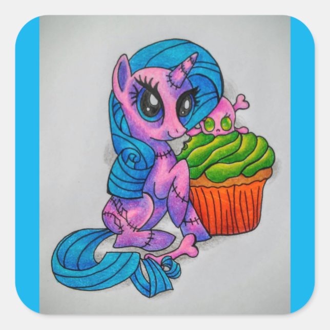 Zombie pony square sticker (Front)