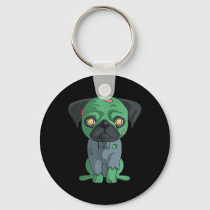 Zombie Pug Keychain