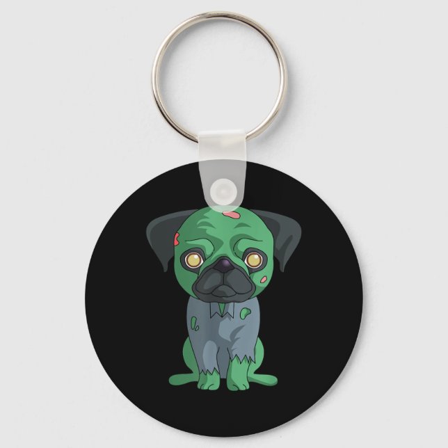 Zombie Pug Keychain (Front)