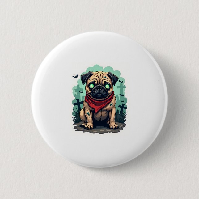 Zombie Pug Parade 2 Inch Round Button (Front)