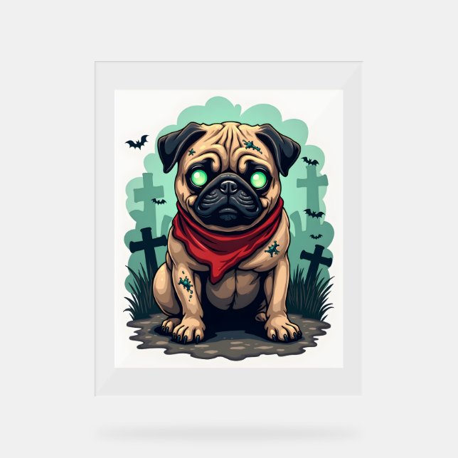 Zombie Pug Parade Acrylic Sign (Front)