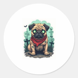 Zombie Pug Parade Classic Round Sticker