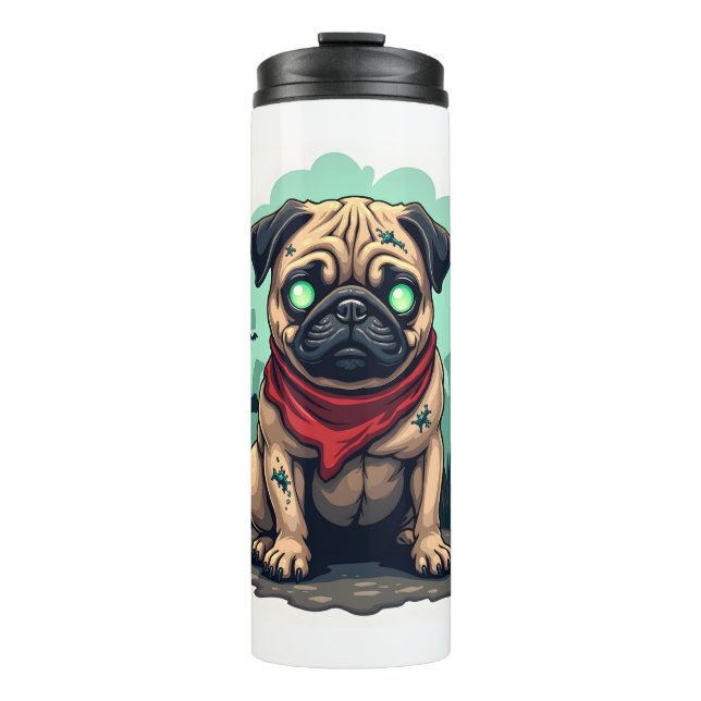 Zombie Pug Parade Thermal Tumbler (Front)