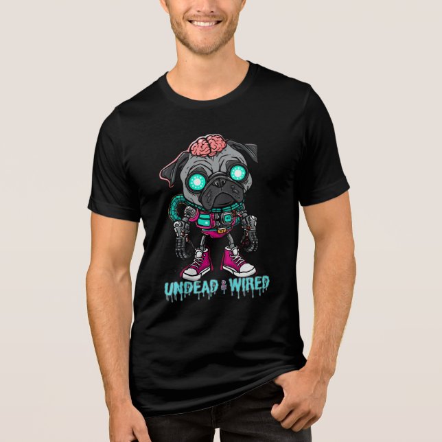 Zombie Pug Skater Graffiti Tri-Blend Shirt (Front)