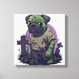 Zombie Pug � Undead Funny Halloween Dog Canvas Print