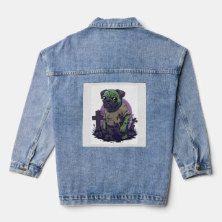 Zombie Pug � Undead Funny Halloween Dog Denim Jacket