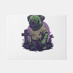 Zombie Pug � Undead Funny Halloween Dog Doormat