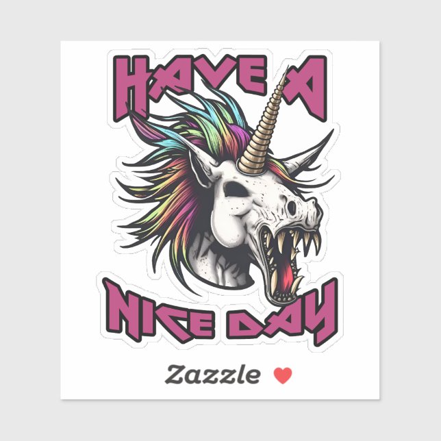 Zombie Punk Unicorn - Have A Nice Day Sticker (Sheet)