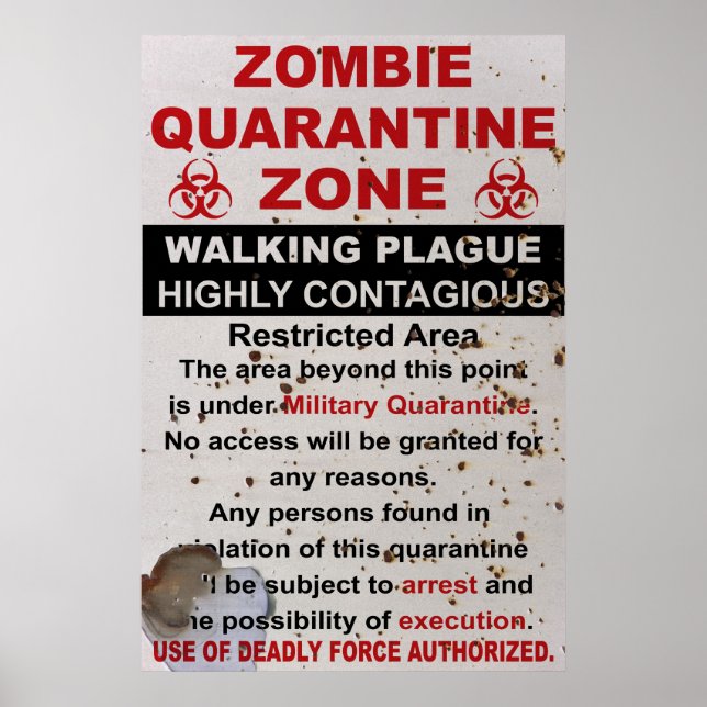 Zombie Quarantine Military Sign (Front)