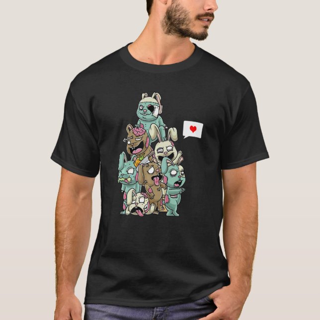 Zombie Rabbit Scary Halloween Bunny T-Shirt (Front)