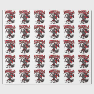 Zombie Raccoon holding Skull & Umbrella Macabre Wrapping Paper