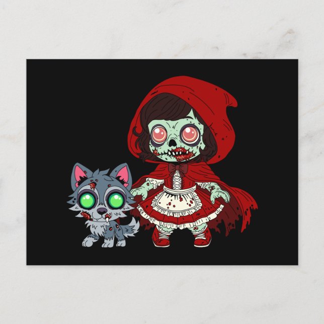 Zombie Red Riding Hood Postcard (Front)