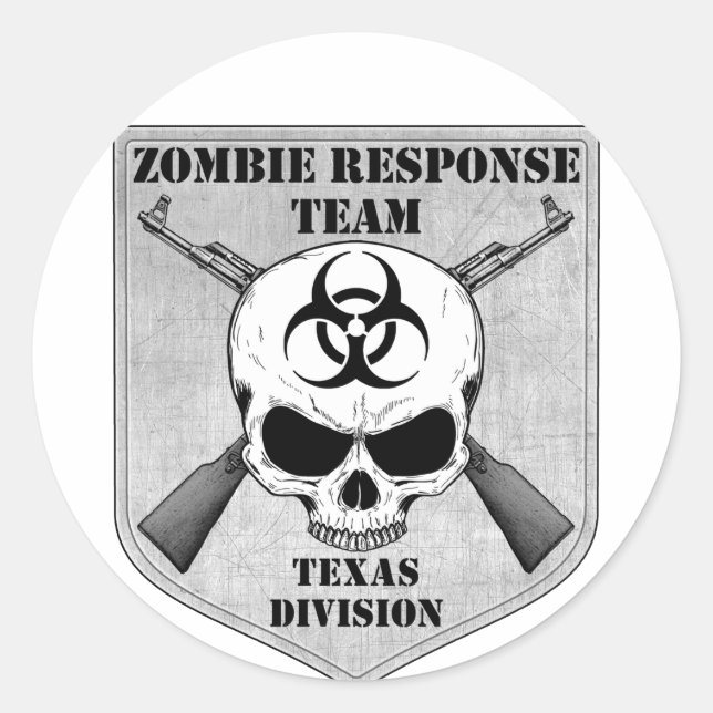Zombie Response Team: Texas Division Classic Round Sticker (Front)