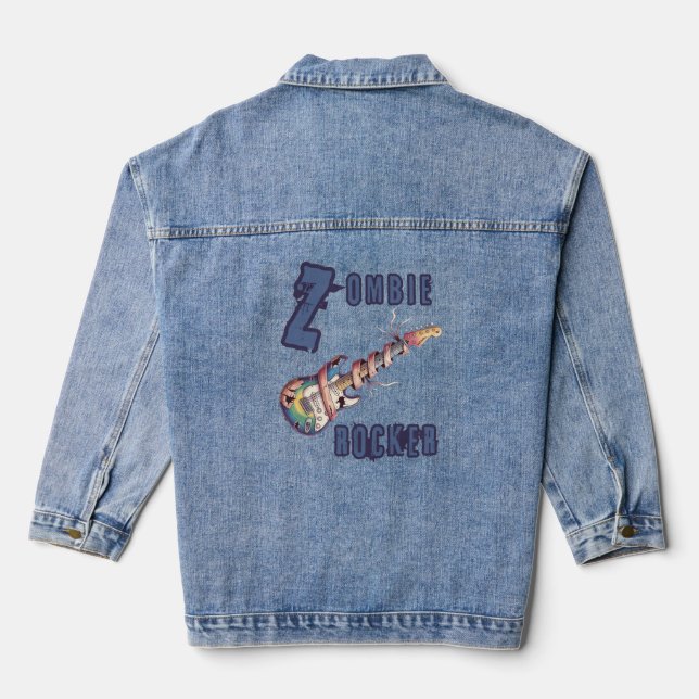 Zombie Rocker Guitar Denim Jacket (Back)