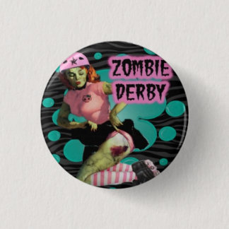 Zombie Roller Derby Girl 1 Inch Round Button