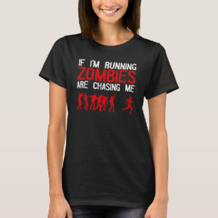 Zombie Running Design For Men Women Halloween Funn T-Shirt