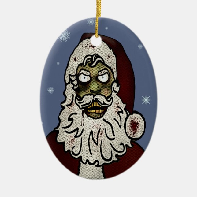 Zombie Santa Ceramic Ornament (Front)