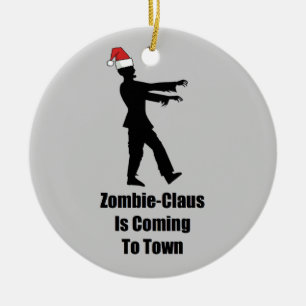 Zombie Santa Ceramic Ornament