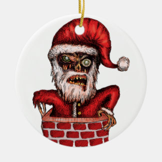 Zombie Santa Ceramic Ornament