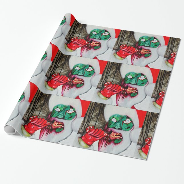 Zombie Santa Christmas wrapping paper (Unrolled)