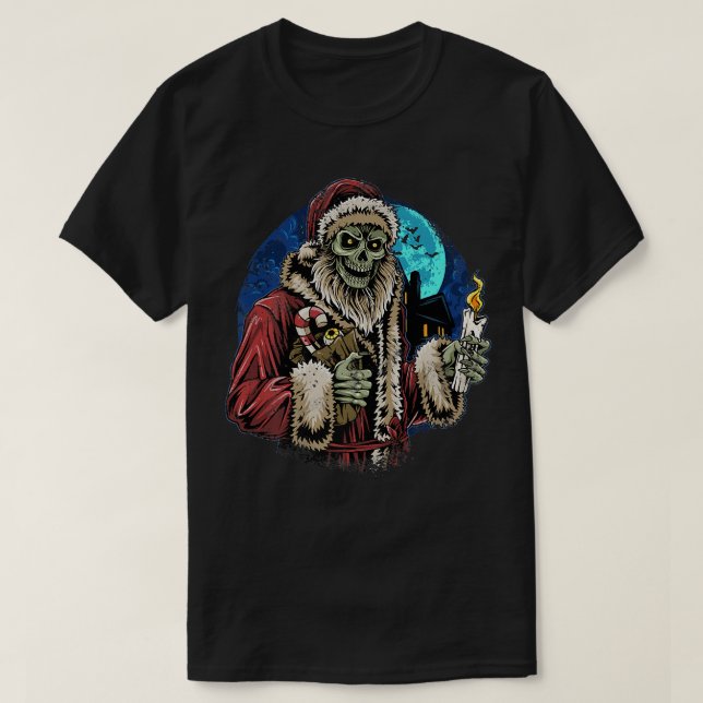 Zombie Santa Funny Sarcastic Ugly Christmas  T-Shirt (Design Front)