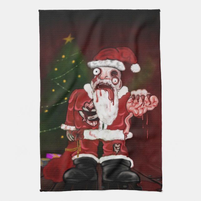 Zombie Santa Kitchen Towel (Vertical)