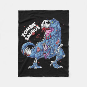 Zombie Saurus Halloween Boys Dinosaur T Rex Fleece Blanket