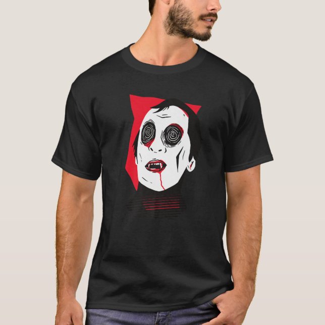 Zombie scary creepy spooky vampire blood eyes T-Shirt (Front)