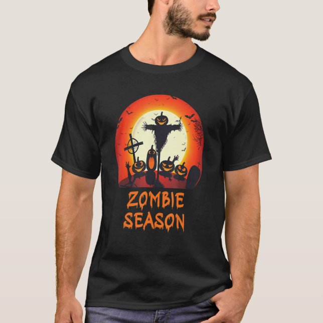 Zombie Season Moonlit Scary Graveyard  Kids Boys A T-Shirt (Front)