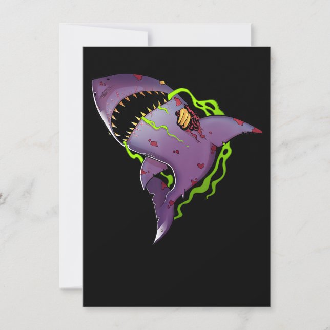 Zombie Shark - Cool Scary Illustration Invitation (Front)