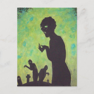 Zombie Silhouette Green dark art horror postcards