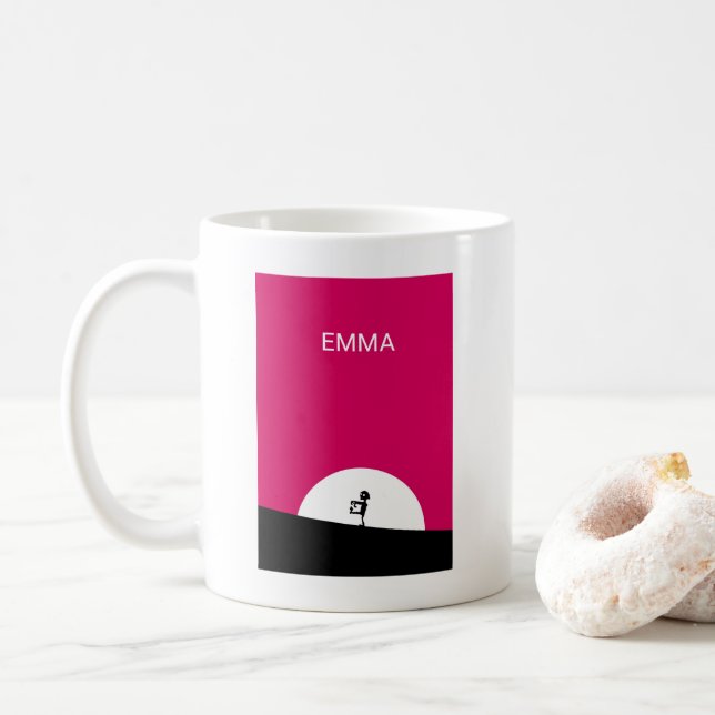 Zombie Silhouette with Full Moon Personalized Coffee Mug (With Donut)