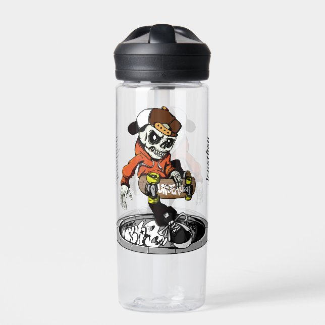 Zombie Skater custom name Water Bottle (Front)