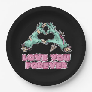 Zombie Skeleton Heart And Hands Classic Look Paper Plate